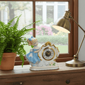 Original Vintage Porcelain Girl with Cat German Mantel Clock | Adelaide Clocks