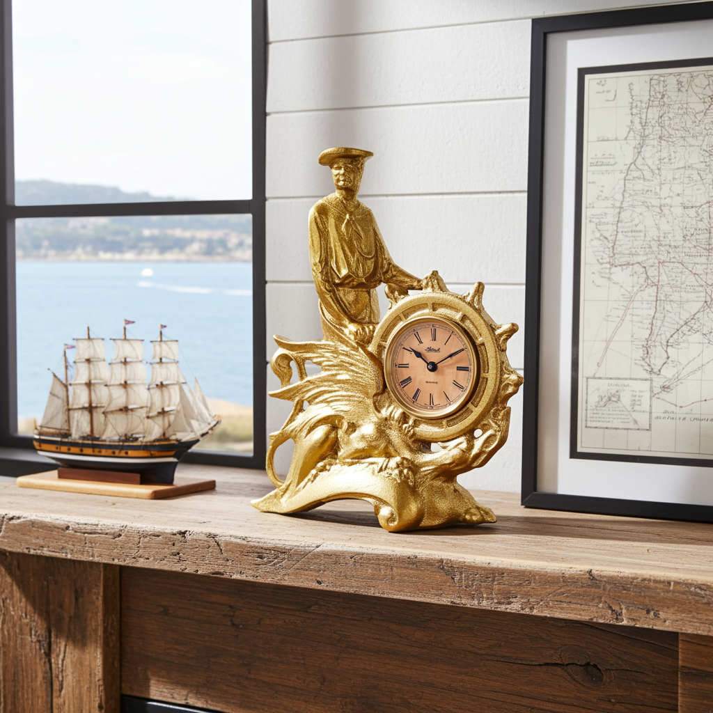 Vintage Sailor Man with Griffin Hermle German Quartz Mantel Clock | Adelaide Clocks