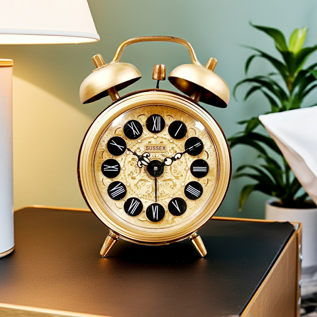 Vintage SUSSEX Twin Bell German Alarm Desk Clock | Adelaide Clocks