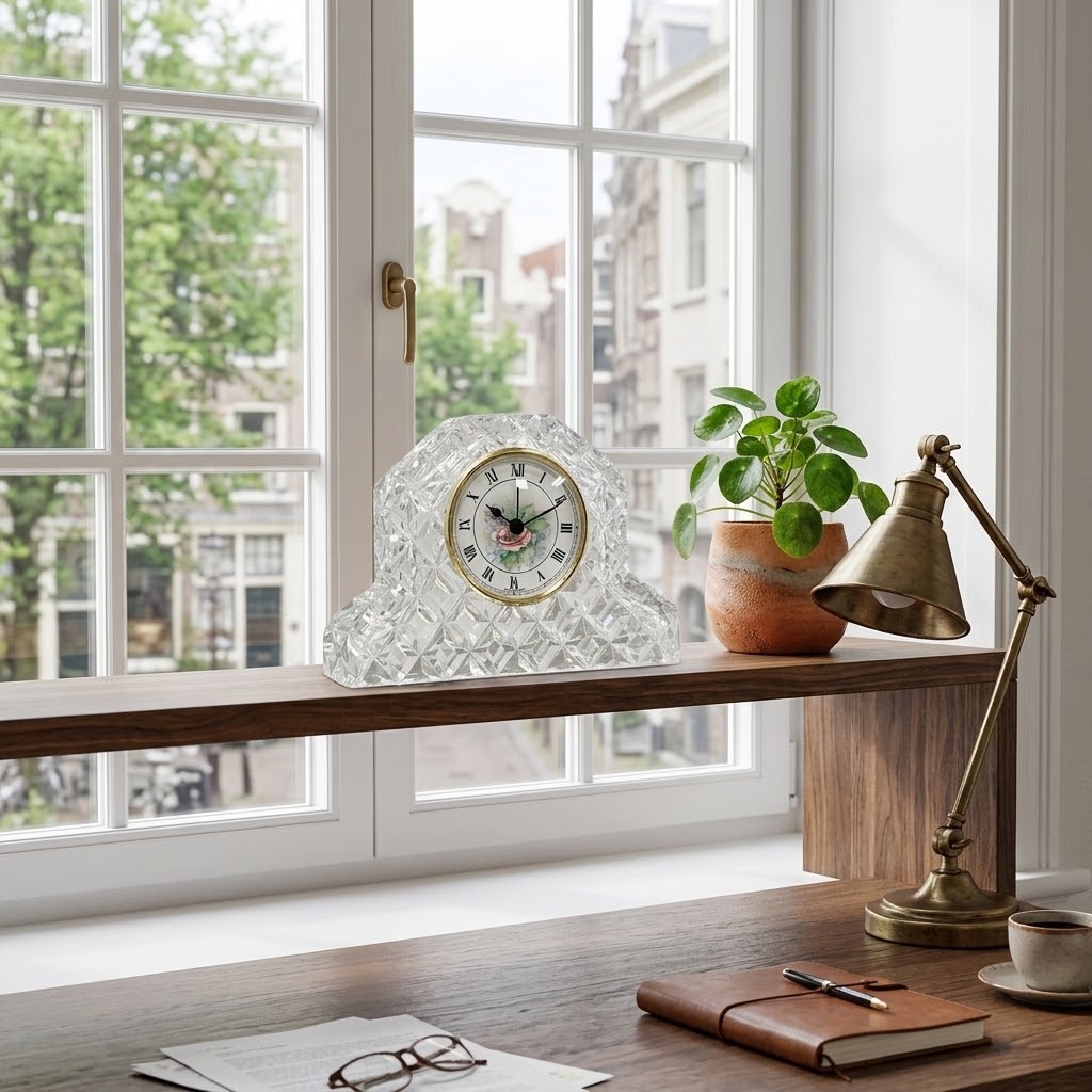Vintage German Crystal Desk Mantel Clock | Adelaide Clocks