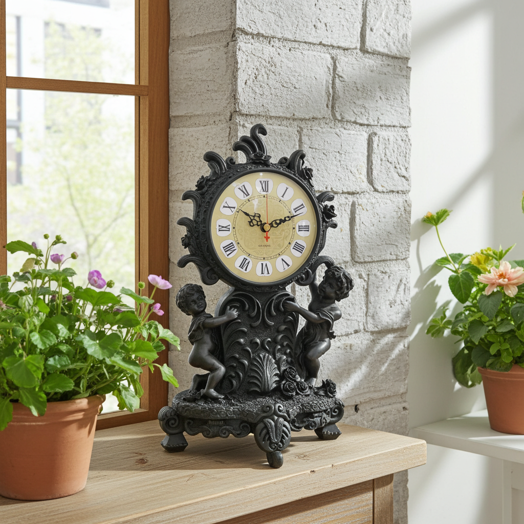 Vintage Baroque Style Quartz Mantel Clock | Adelaide Clocks