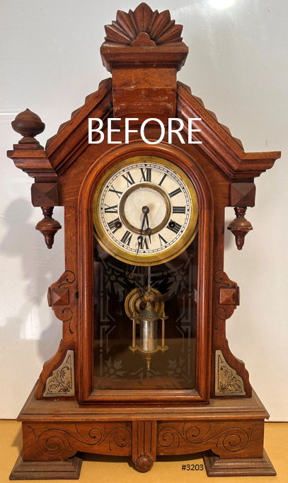 Antique Gothic Single Barrel Hammer on Coil Pendulum Mantel Clock | Adelaide Clocks