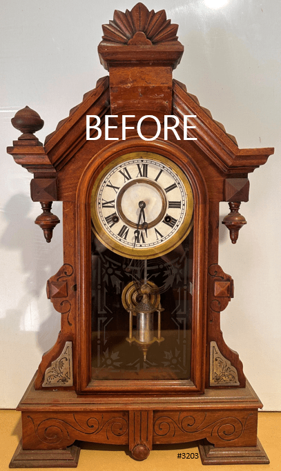 Antique Gothic Single Barrel Hammer on Coil Pendulum Mantel Clock | Adelaide Clocks