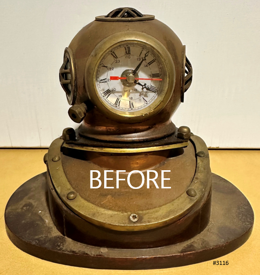 Vintage Ships Clock Scuba Divers Helmet Brass & Copper | Adelaide Clocks