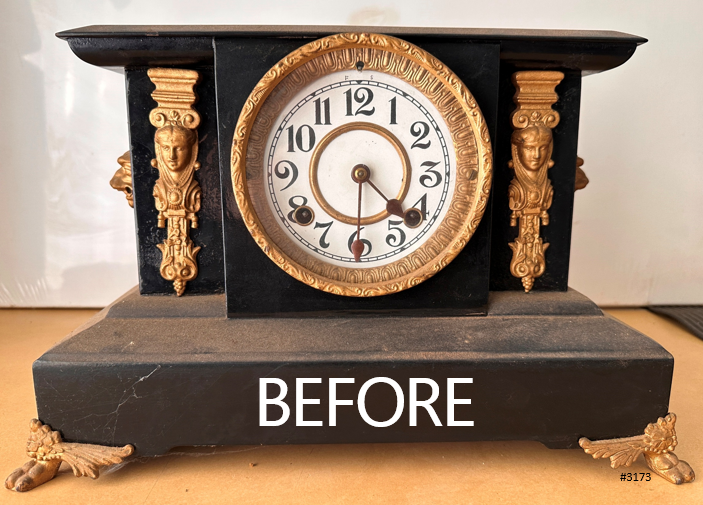 Antique Cast Iron NEW HAVEN, U.S.A. Figural Mantel Clock | Adelaide Clocks