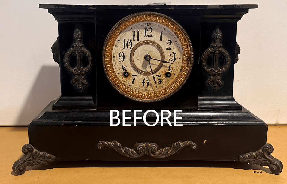 Antique Cast Iron Ansonia Hammer on Coil Chime Mantel Clock | Adelaide Clocks