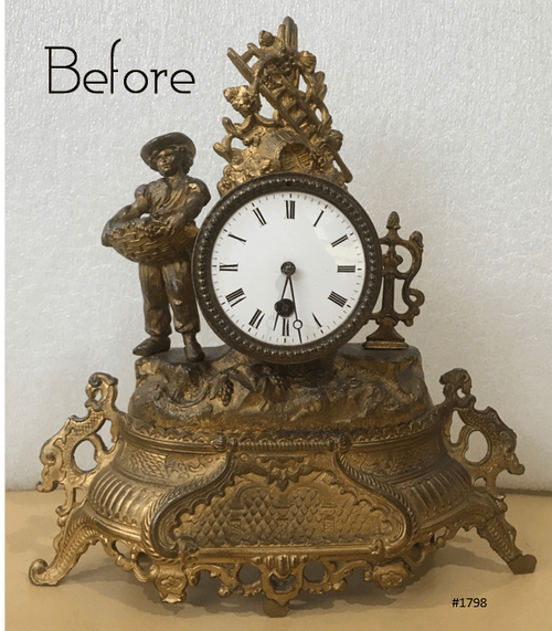 Antique French Figural Spelter Quartz Mantel Clock | Adelaide Clocks