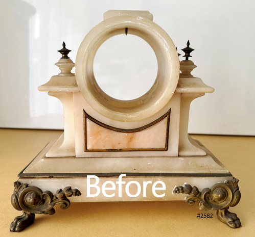 Antique French White Alabaster Battery Mantel Clock | Adelaide Clocks