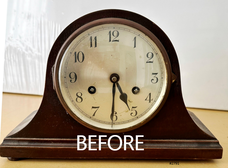 Vintage Art Deco Mahogany Wooden Battery Mantel Clock | Adelaide Clocks