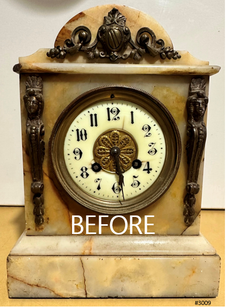 Antique French White Marble Quartz Mantel Clock | Adelaide Clocks