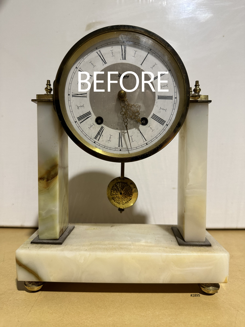 Antique Urgos German Marble Battery Column Mantel Clock | Adelaide Clocks