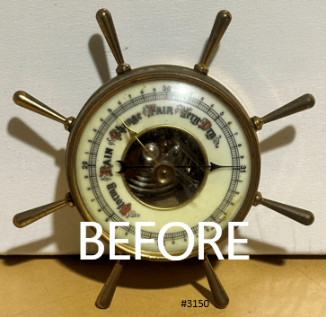 Vintage Brass Ships Wheel German Wall Barometer | Adelaide Clocks