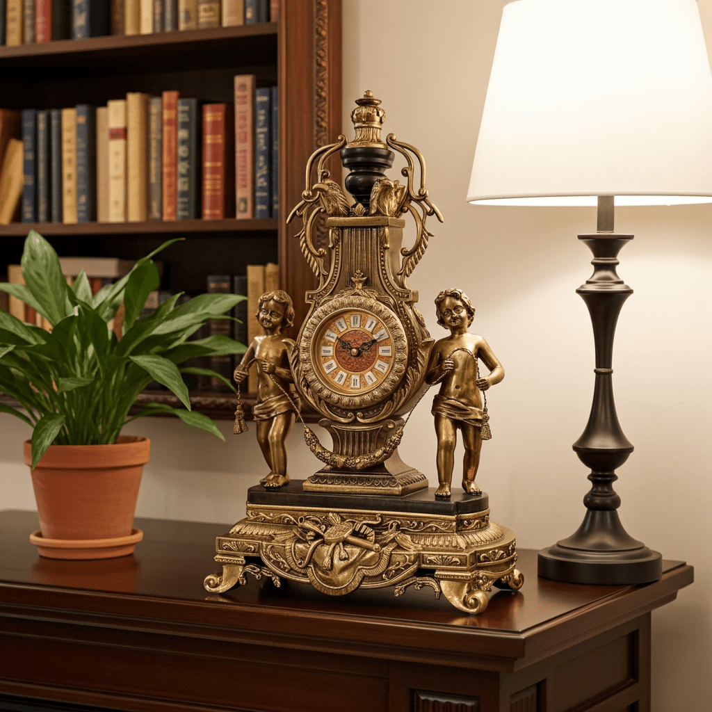Vintage Figural Cherub Cupid Eagle Battery Mantel Clock | Adelaide Clocks