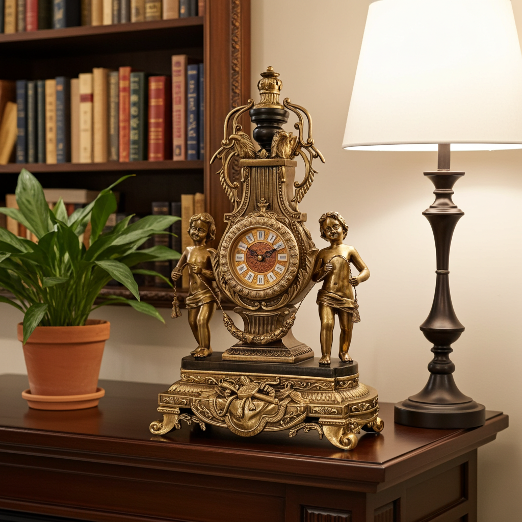 Vintage Figural Cherub Cupid Eagle Battery Mantel Clock | Adelaide Clocks