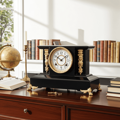 Antique Cast Iron NEW HAVEN, U.S.A. Figural Mantel Clock | Adelaide Clocks