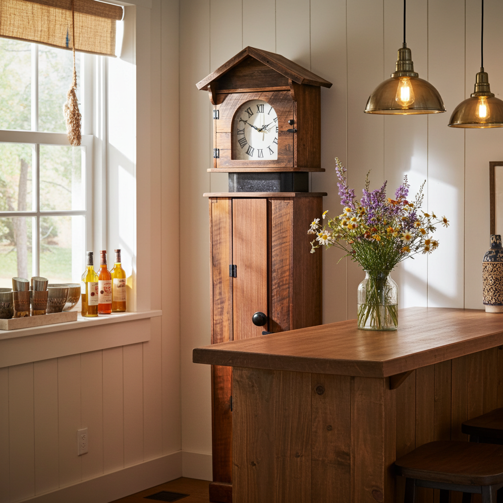 Vintage Country Style Grandfather Battery Clock | Adelaide Clocks