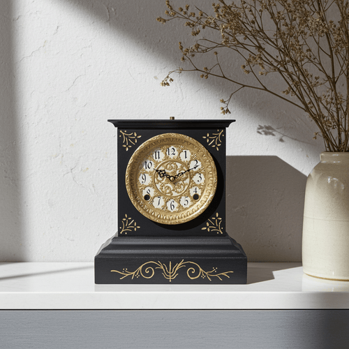 Antique ANSONIA Cast Iron Battery Mantel Clock | Adelaide Clocks