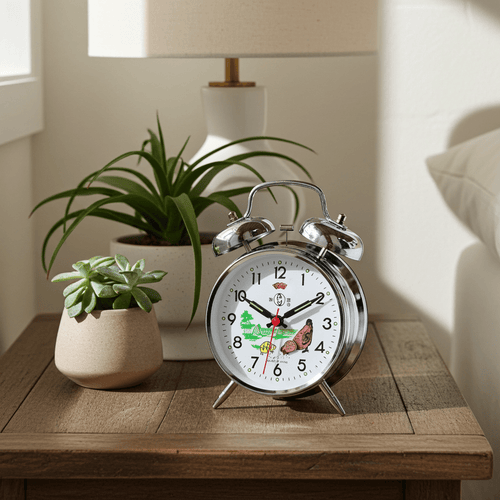 Animated Chicken Hen Pecking Twin bell Desk Alarm Clock | Adelaide Clocks