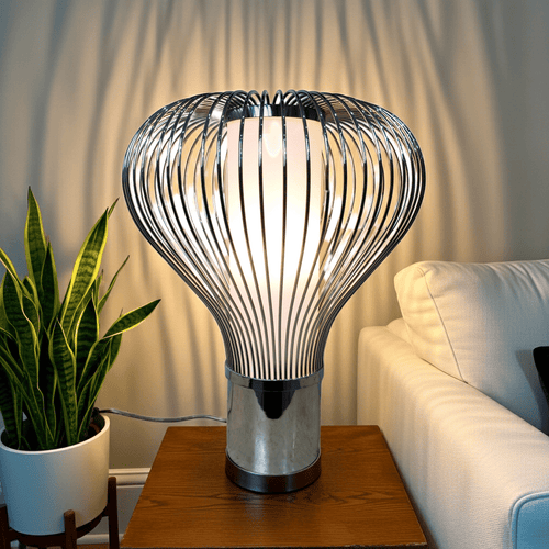 Modern Fiorentino Chrome Metal Table Lamp | Adelaide Clocks