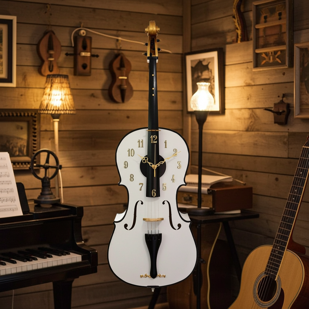 Original 4x String Wooden CELLO Wall Clock | Adelaide Clocks