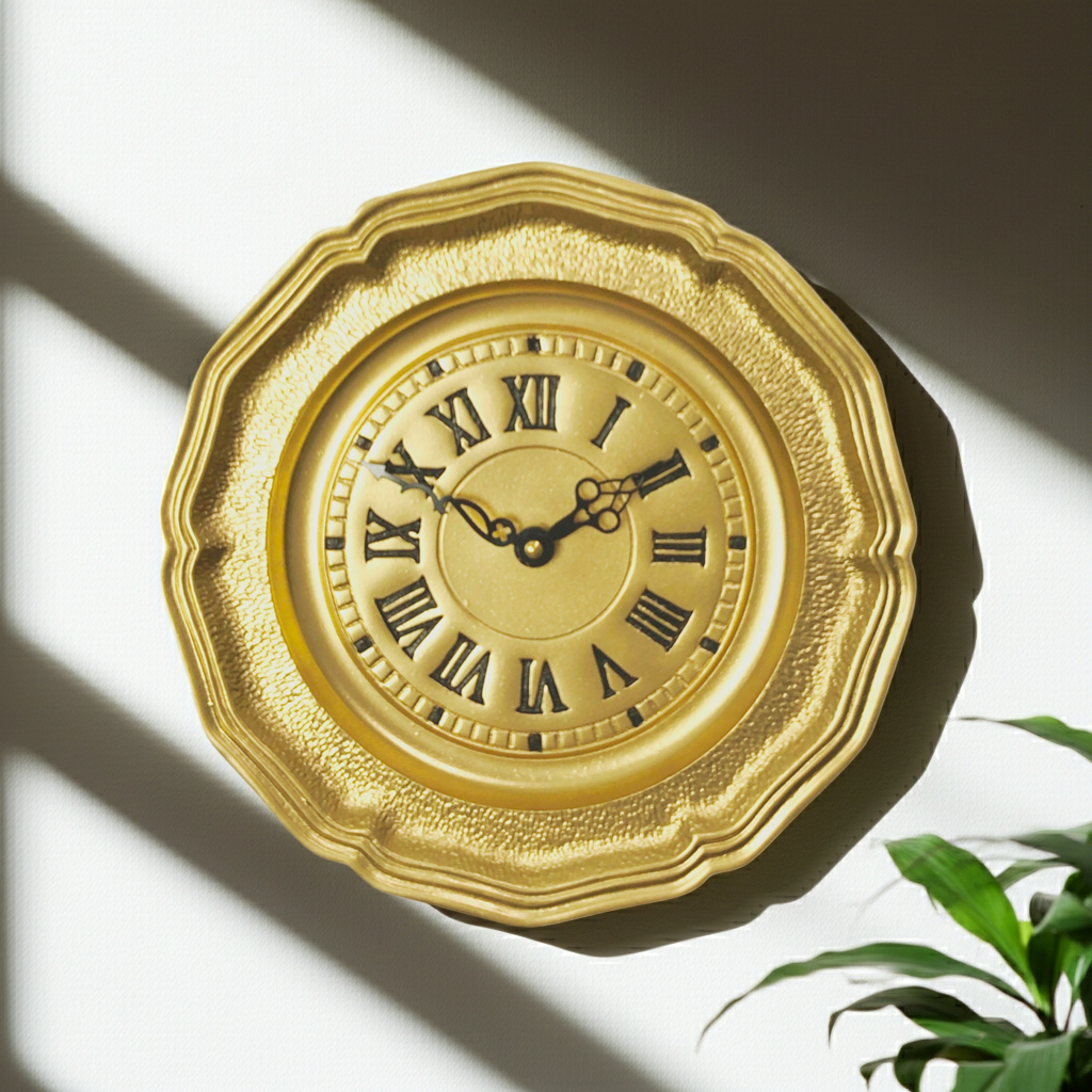 Vintage Ornate Solid Brass Plate Battery Wall Clock | Adelaide Clocks