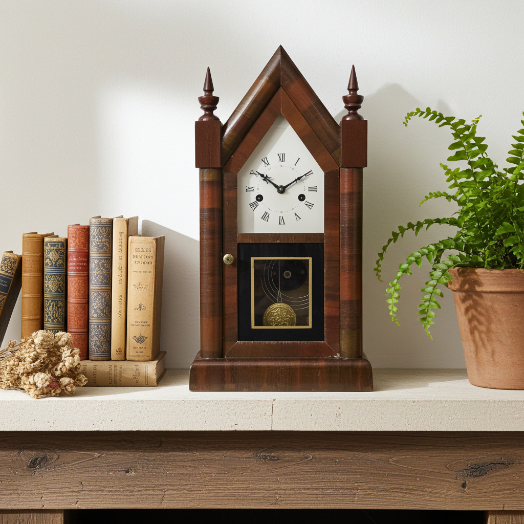 Antique New Haven Pendulum Strike Gothic Mantel Clock | Adelaide Clocks