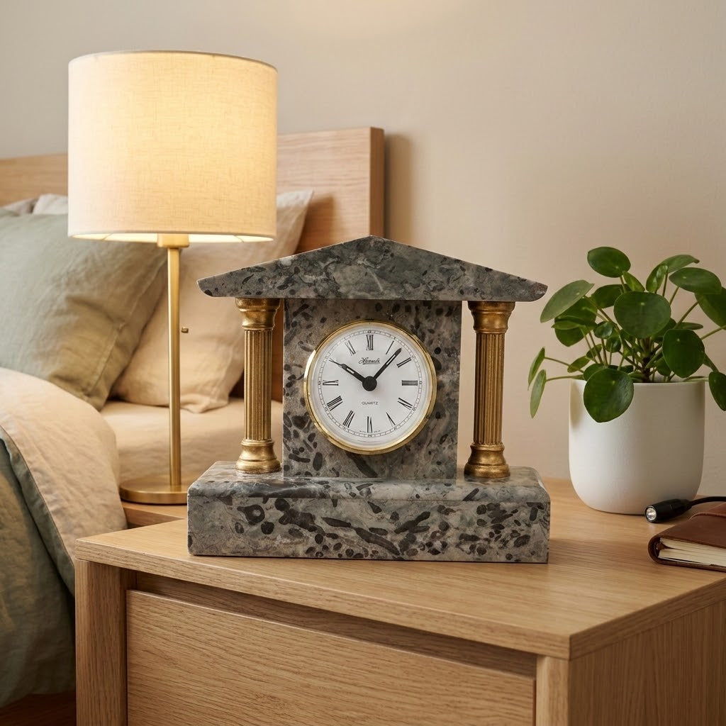 Vintage Marble Petite Mantel Clock with Hermle Quartz Mechanism | Adelaide Clocks