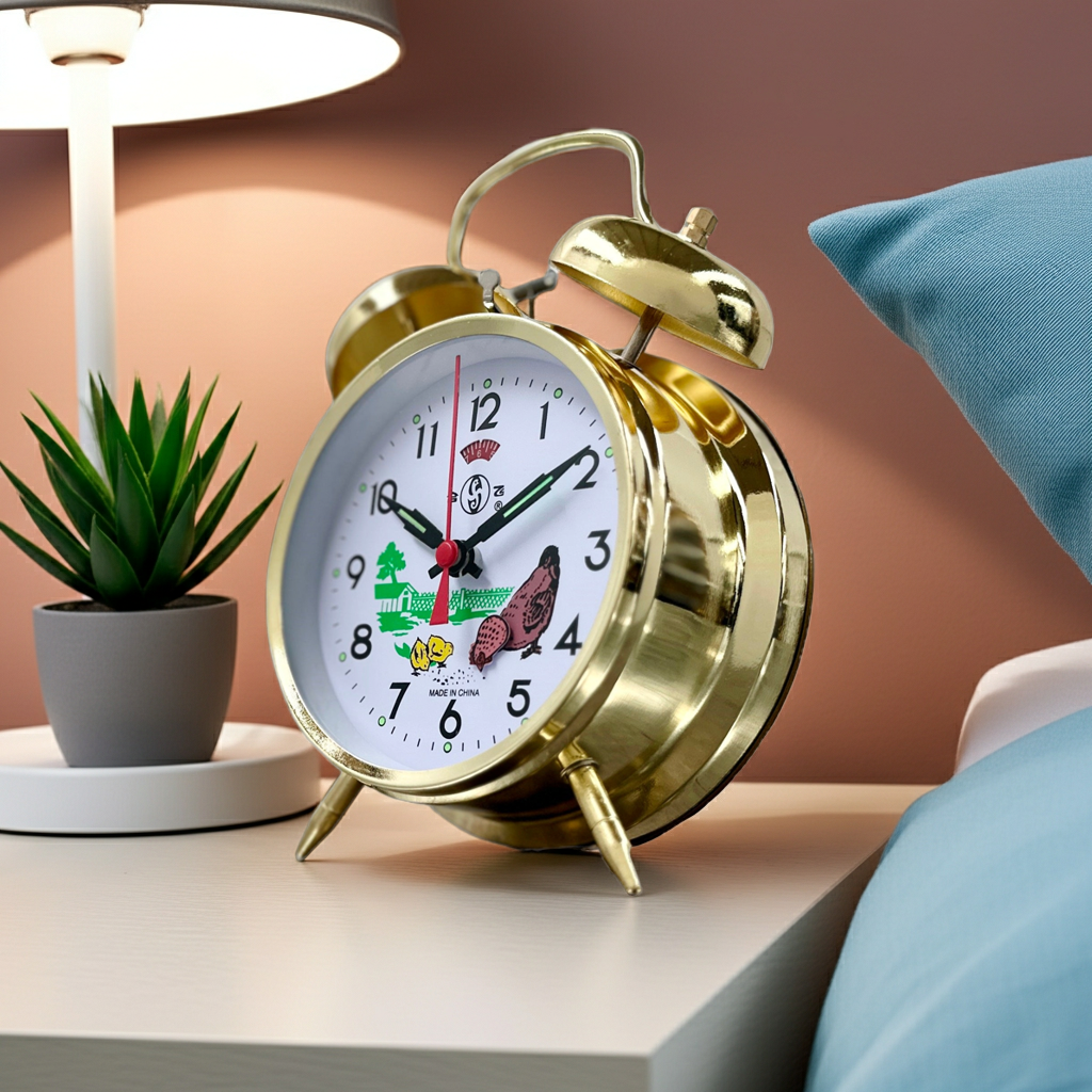 Animated Chicken Hen Pecking Twin bell Desk Alarm Clock | Adelaide Clocks