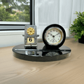 Vintage Marble Perpetual Flip Calendar with Desk Clock | Adelaide Clocks