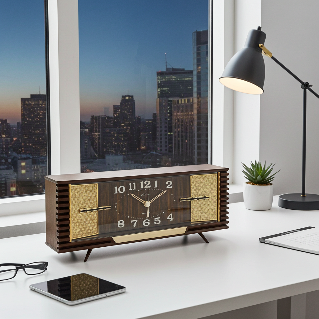Vintage Retro Rhythm Alarm Quartz Mantel Clock | Adelaide Clocks