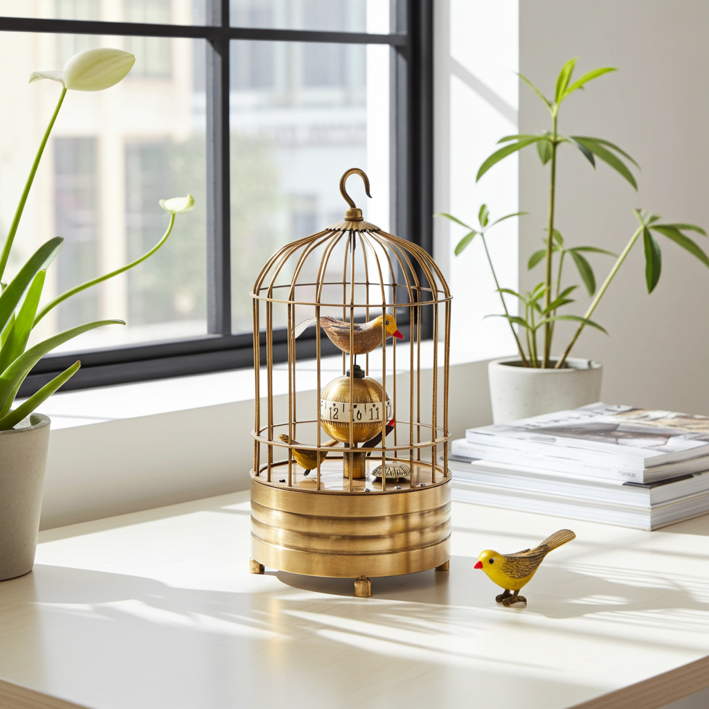 Vintage Bird Cage Tick Tock Alarm Clock | Adelaide Clocks
