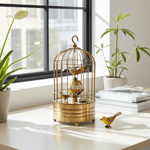 Vintage Bird Cage Tick Tock Alarm Clock | Adelaide Clocks