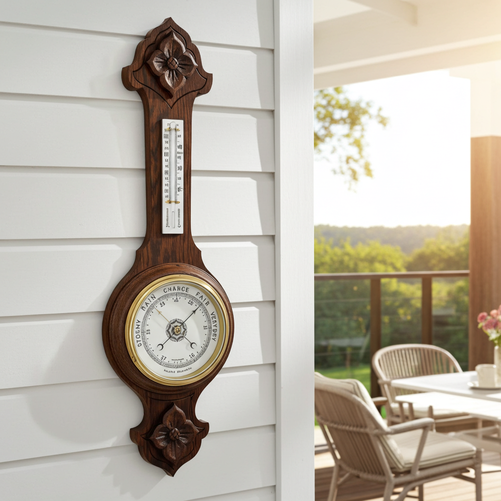 Antique Aneroid Barometer Thermometer Made in England | Adelaide Clocks