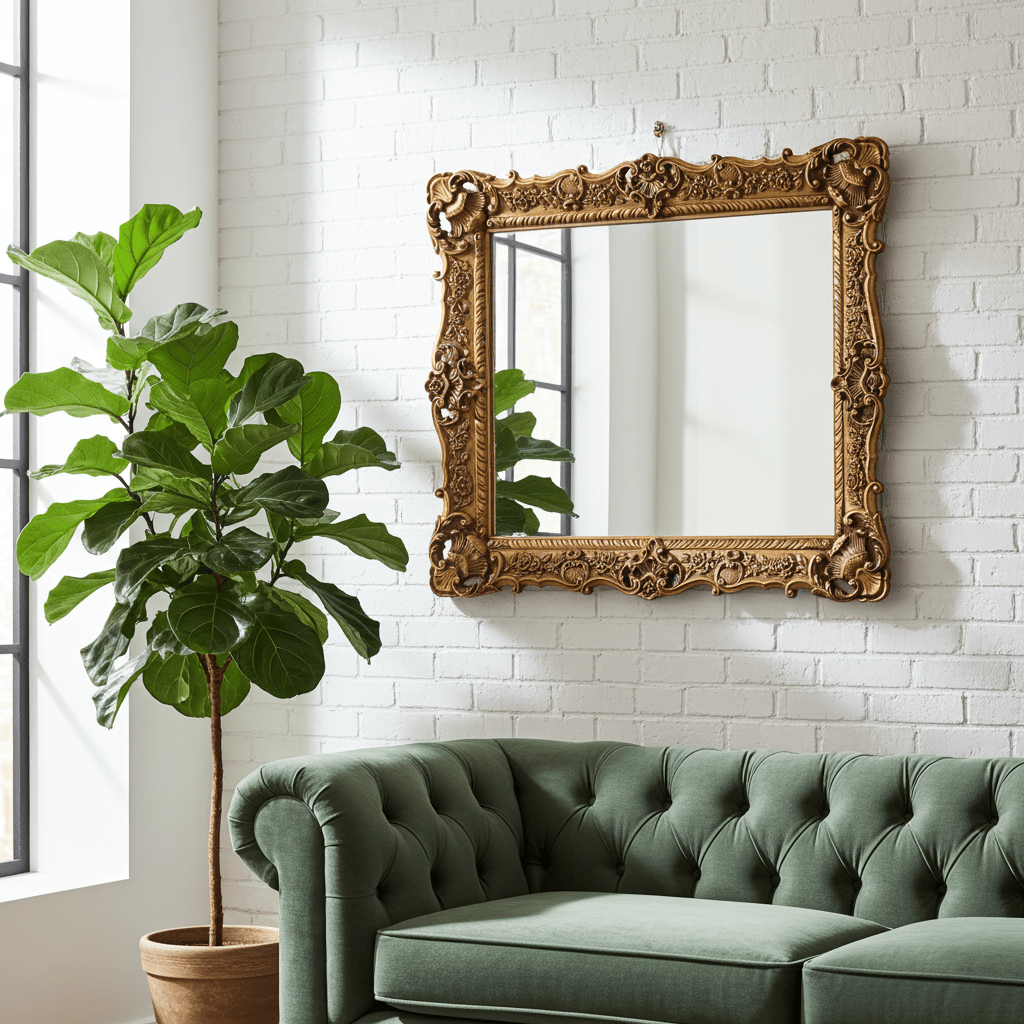 Antique Ornate Gold Wall Hanging Rectangle Mirror | Adelaide Clocks