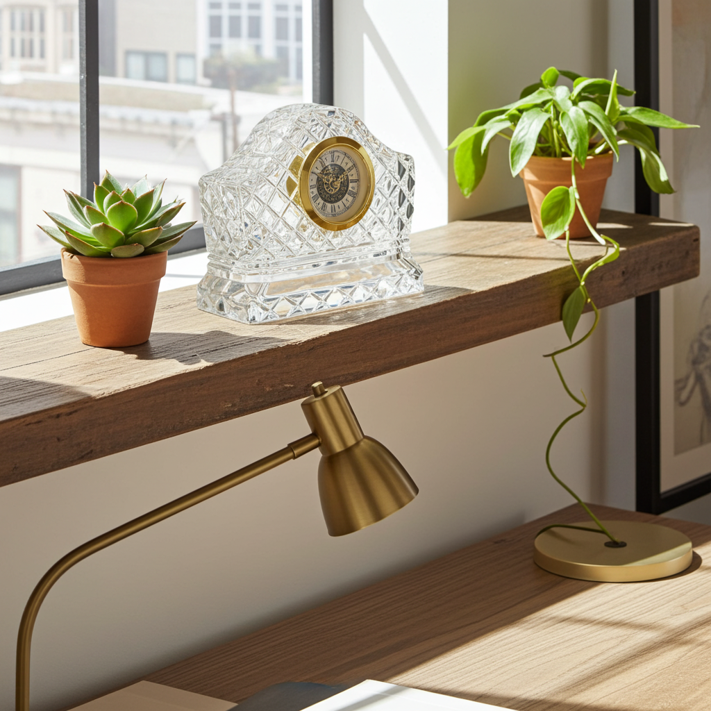Vintage West German Diamond Crystal Mercedes Desk Clock | Adelaide Clocks