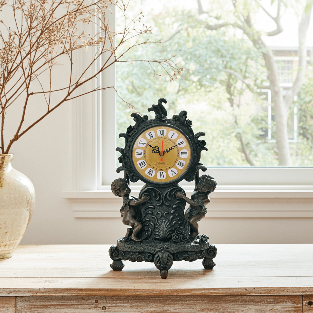 Vintage Baroque Style Quartz Mantel Clock | Adelaide Clocks