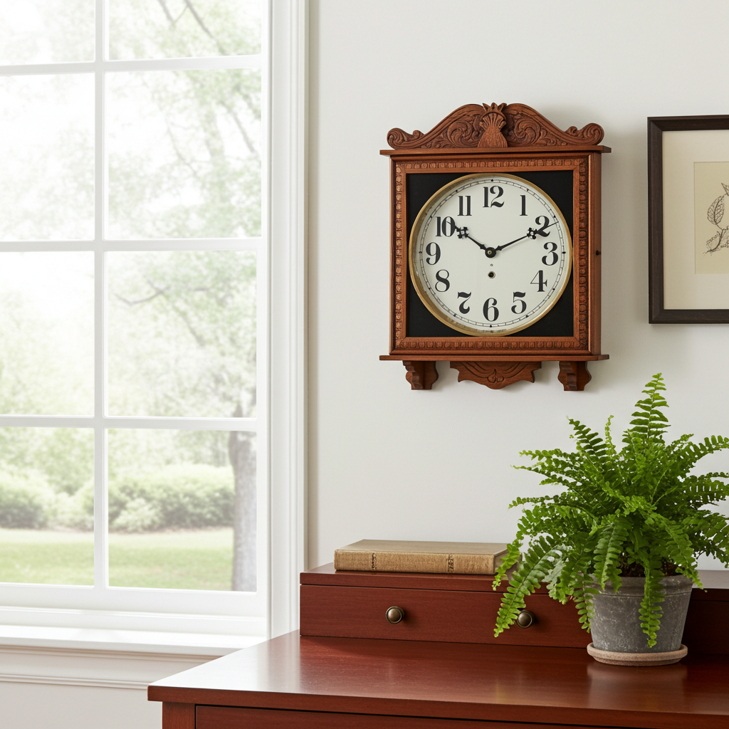 Antique Oak Wood GILBERT Wall Clock with Silent Tick-Tock Movement | Adelaide Clocks