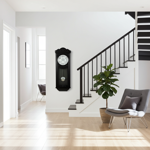 Vintage Frontier Quartz Black Pendulum Wall Clock | Adelaide Clocks
