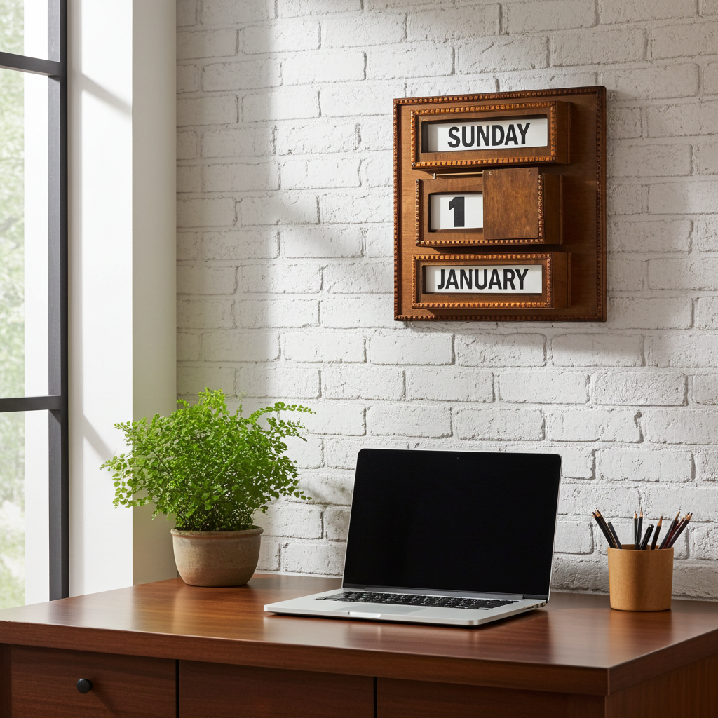 Vintage Perpetual Wooden Wall Calendar | Adelaide Clocks