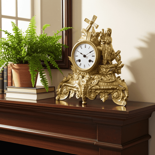 Antique Figural Spelter Quartz Battery Mantel Clock | Adelaide Clocks