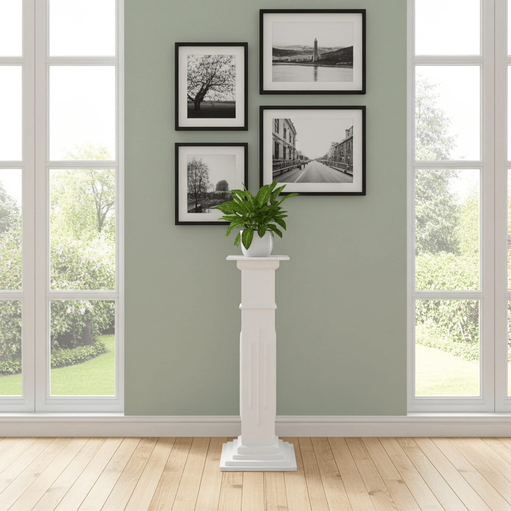 VINTAGE Wooden White Pedestal Stand  | Adelaide Clocks