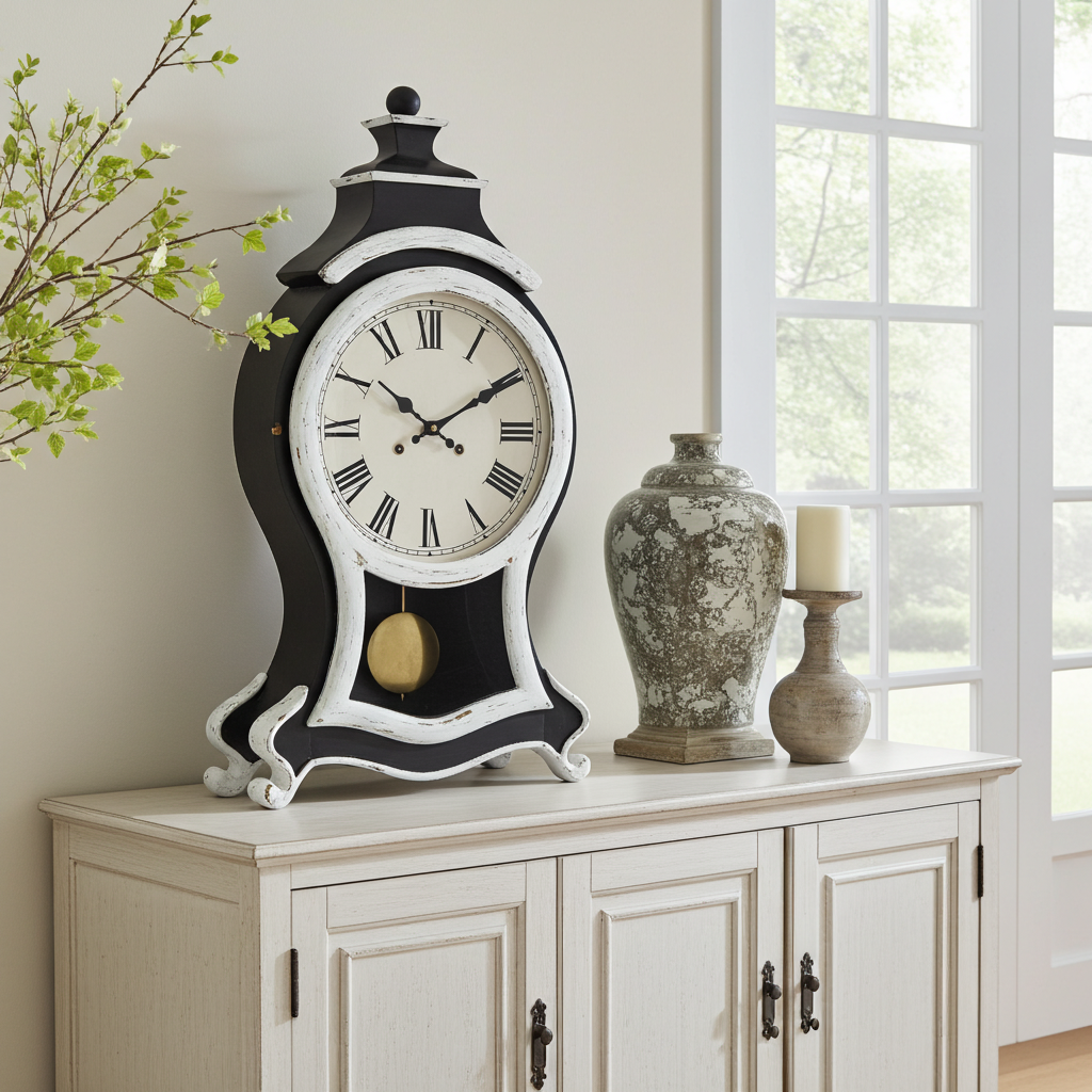 HUGE Vintage French Boulle Style Quartz Pendulum Mantel Clock | Adelaide Clocks