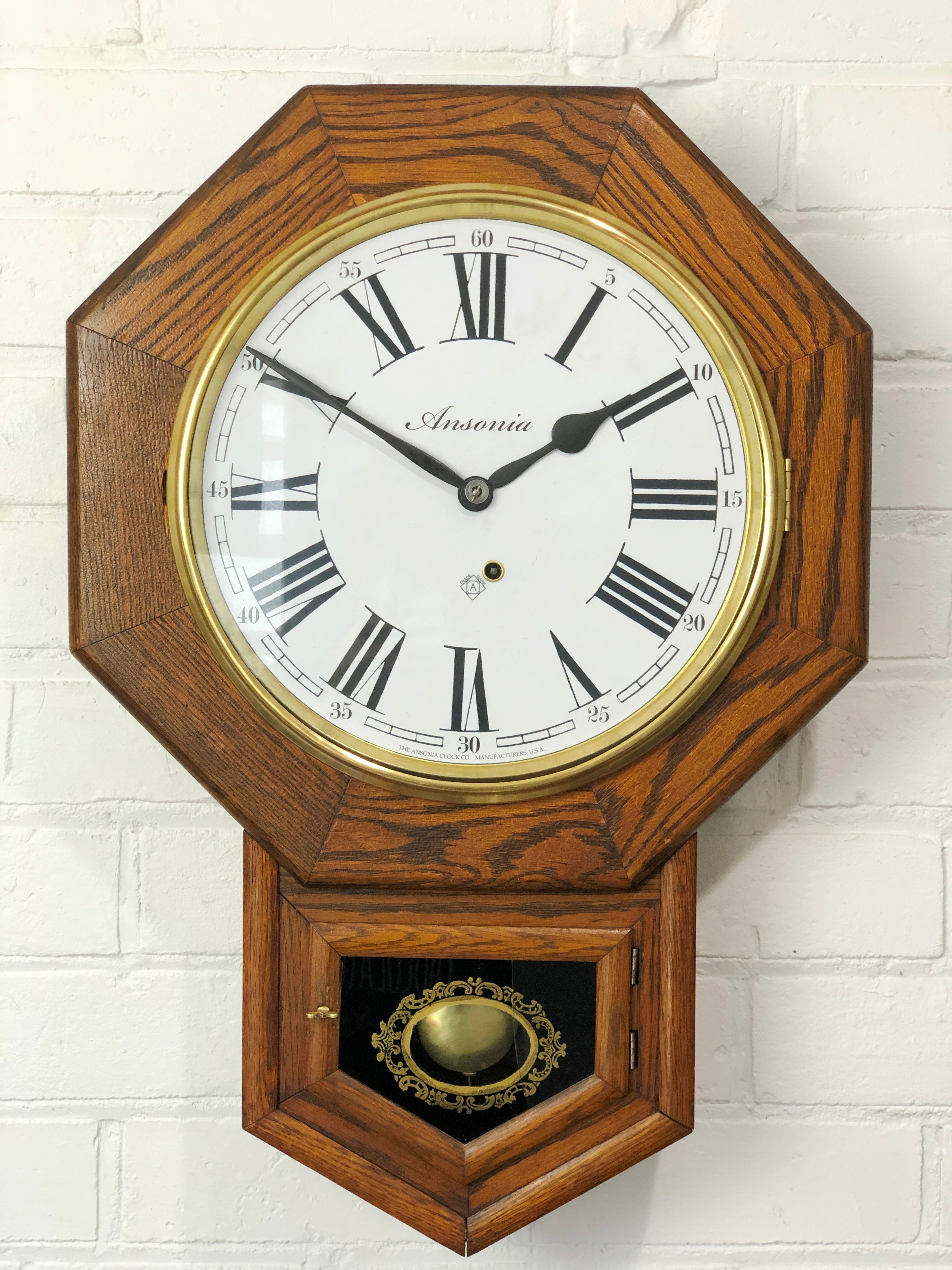 Antique ANSONIA Drop Dial Octagon Wall Clock | eXibit collection