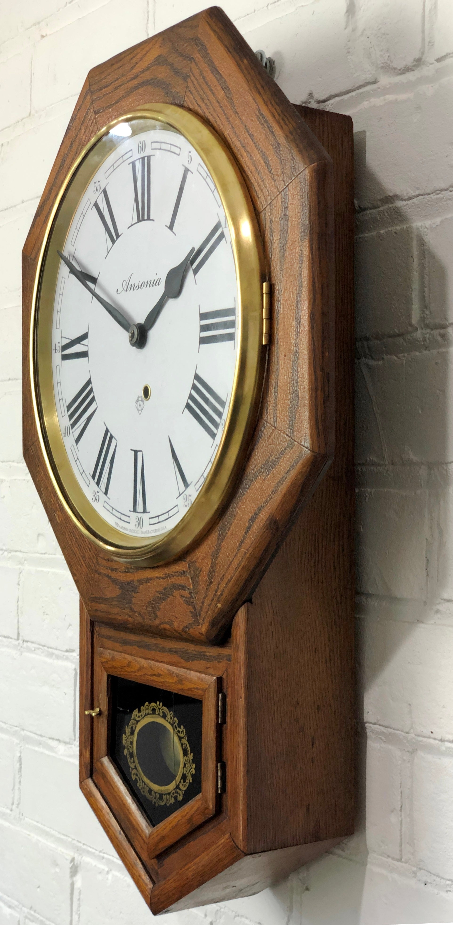 Antique ANSONIA Drop Dial Octagon Wall Clock | eXibit collection