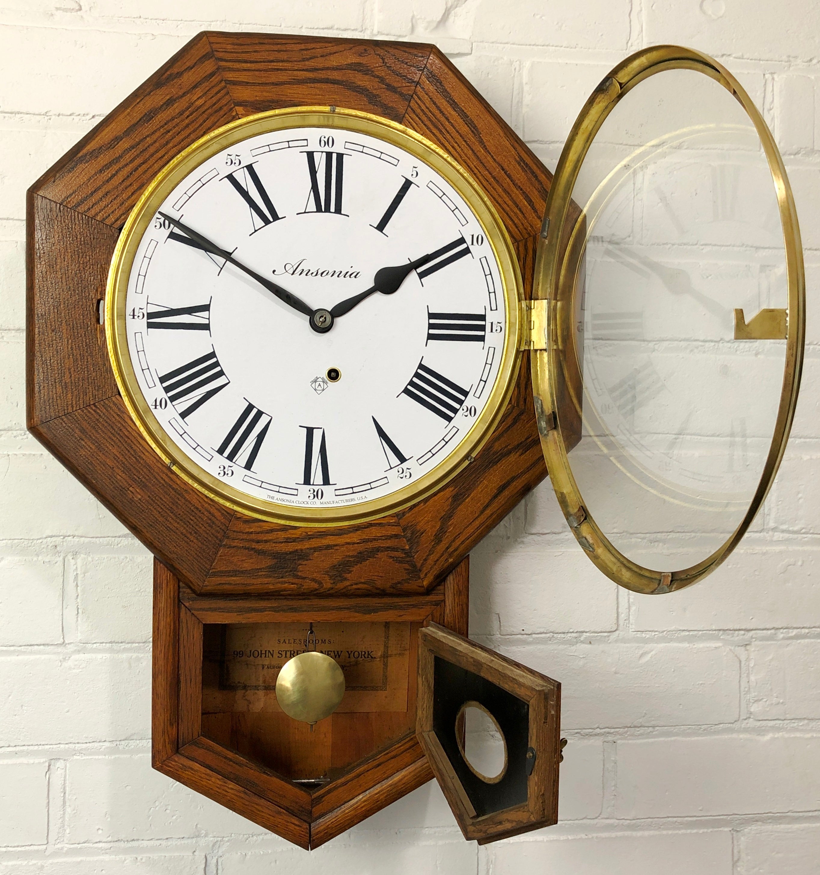 Antique ANSONIA Drop Dial Octagon Wall Clock | eXibit collection