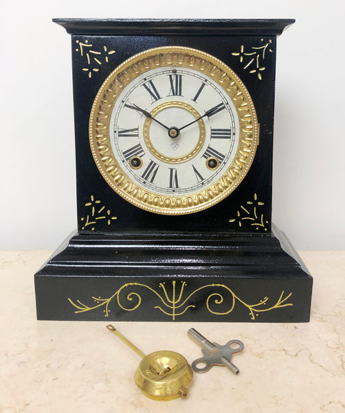 Antique ANSONIA U.S.A Cast Iron Mantel Clock | eXibit collection