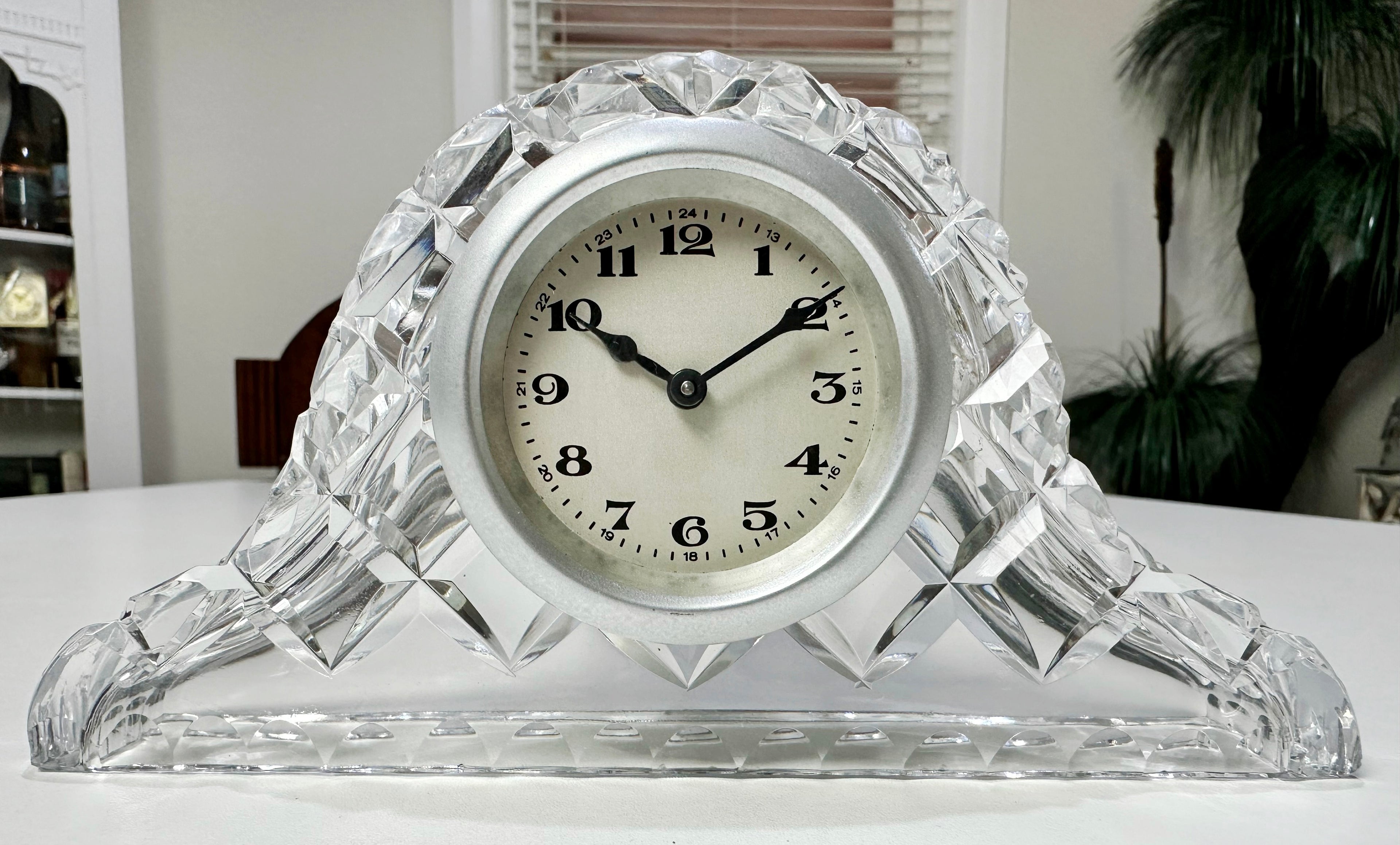 Vintage French Diamond Crystal Cut Desk Alarm Clock | eXibit collection