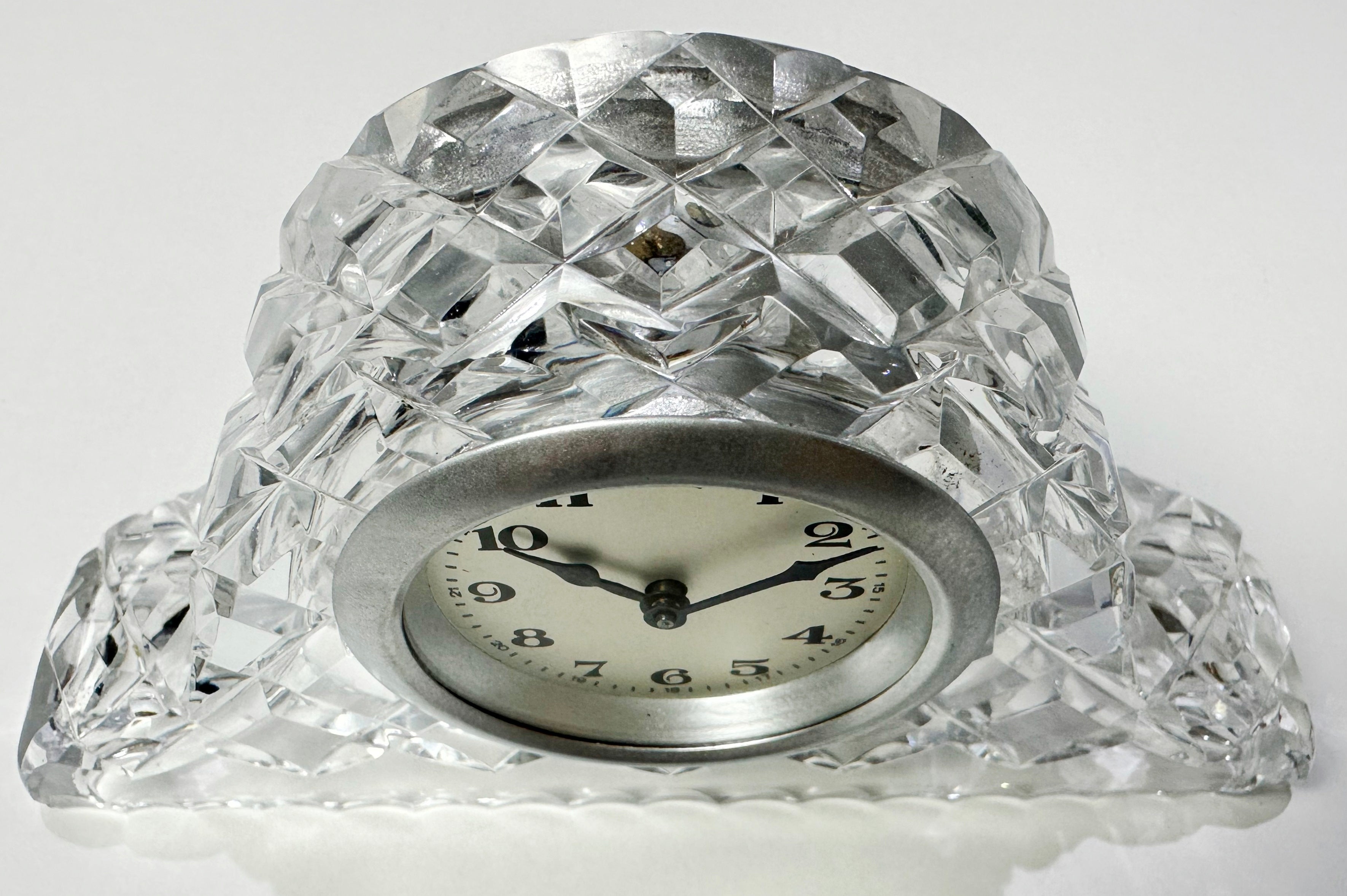 Vintage French Diamond Crystal Cut Desk Alarm Clock | eXibit collection