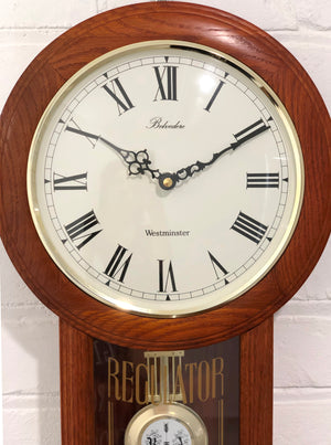 Vintage Westminster Musical Chime Regulator Battery Wall Clock | eXibit collection