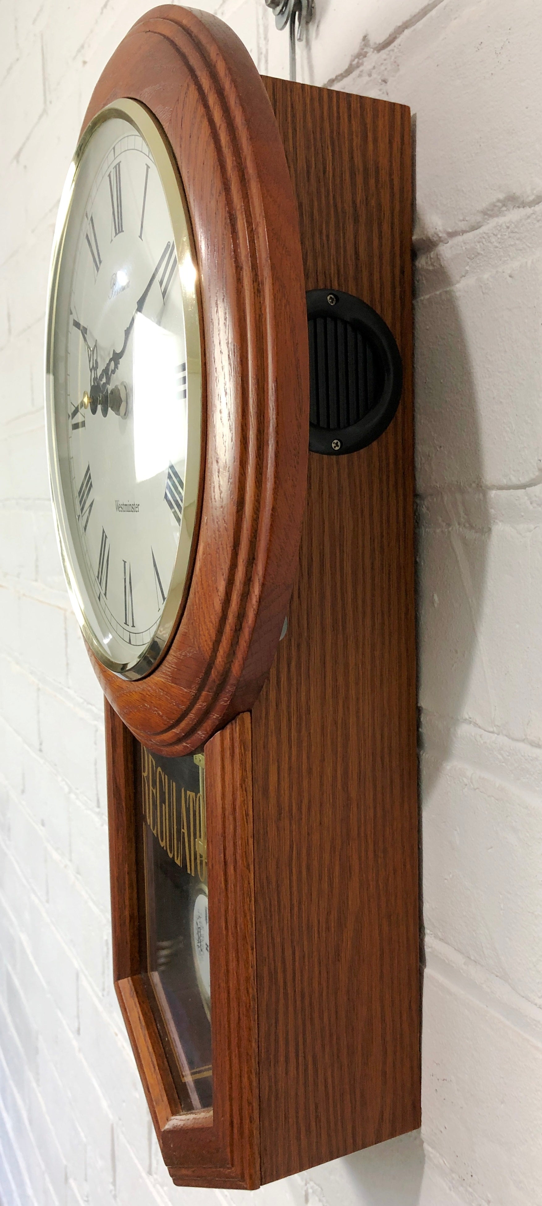 Vintage Westminster Musical Chime Regulator Battery Wall Clock | eXibit collection